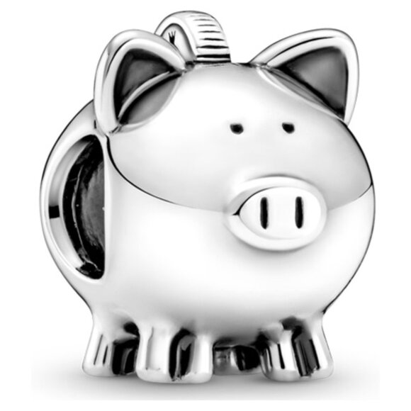 PANDORA Cute Piggy Bank Charm Authentic Sterling Silver Animal Farm Logo RARE - Picture 1 of 16